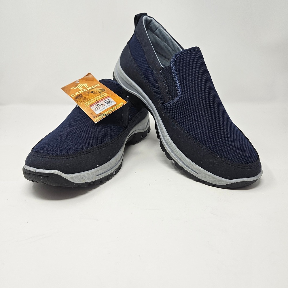 Canemon Mens Navy Blue Slip On Outdoor Walking Shoes Mesh Loafers Size 12-13 NEW